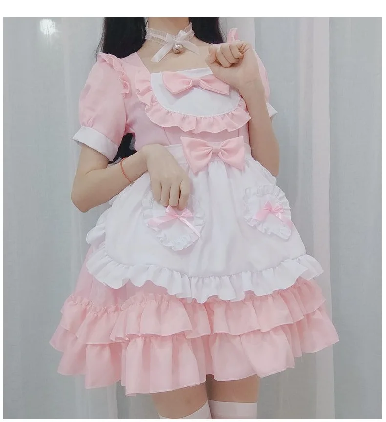 Women Maid Outfit Anime Sweet Lolita OP Maid Dress Pink Soft Girl Women Uniform Princess Dresses Kawaii Cosplay Costume