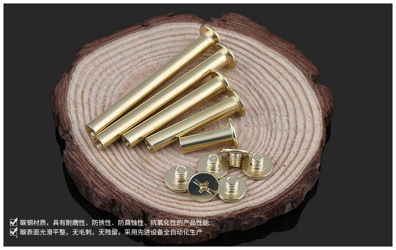 plated daughter ledger screw, book screw, album butt joint menu screw, lock screw M5 50Pcs