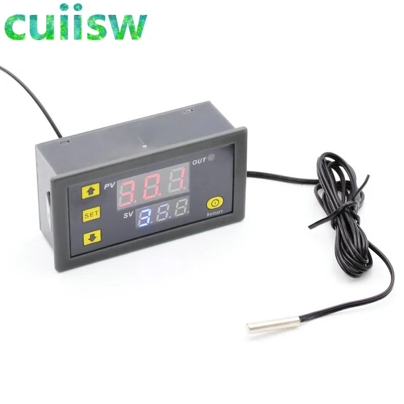 W3230 AC110V-220V DC12V Digital Temperature Controller Red And Blue Display 20A -55-120 Degree Temperature Measurement Data Save