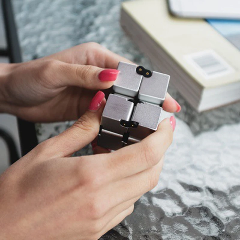 Metal Cube Anti Stress Fidget Toys Easy Play Hand Spinner Office Flip Cubic Stress Reliever Toys For Kid Adults Autism Gift