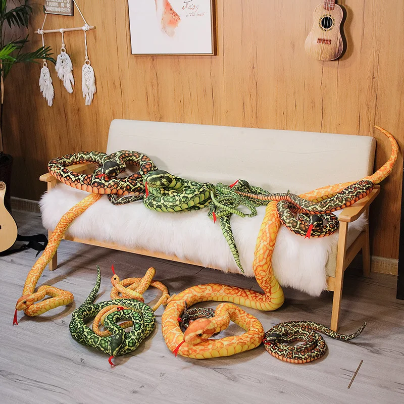 1PC 160-300CM Simulated Snakes Plush Toy Giant Boa Cobra Long Stuffed Snake Plushie Pillow Gift Home Decoration