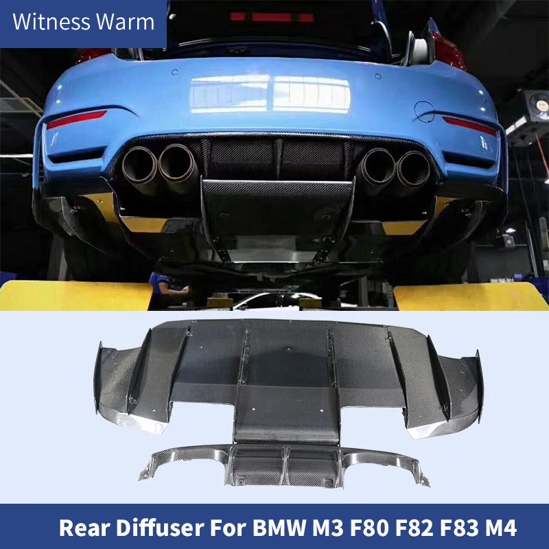 Carbon Fiber F80 M3 F82 M4 Rear Diffuser Fit for F80 M3 F82 F83 M4 Back Bumper Spoiler Diffuser Car Body Kit 14-up