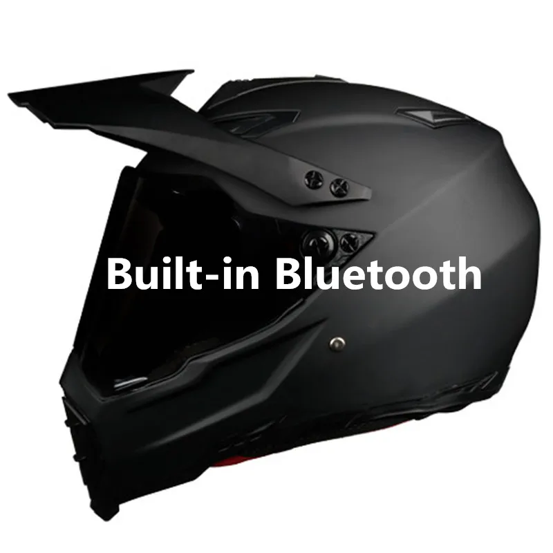 

Motorcycle Bluetooth-compatible Helmets Full Face Built-In Integrated Intercom Communication System FM Radio,L Size,Matte Black