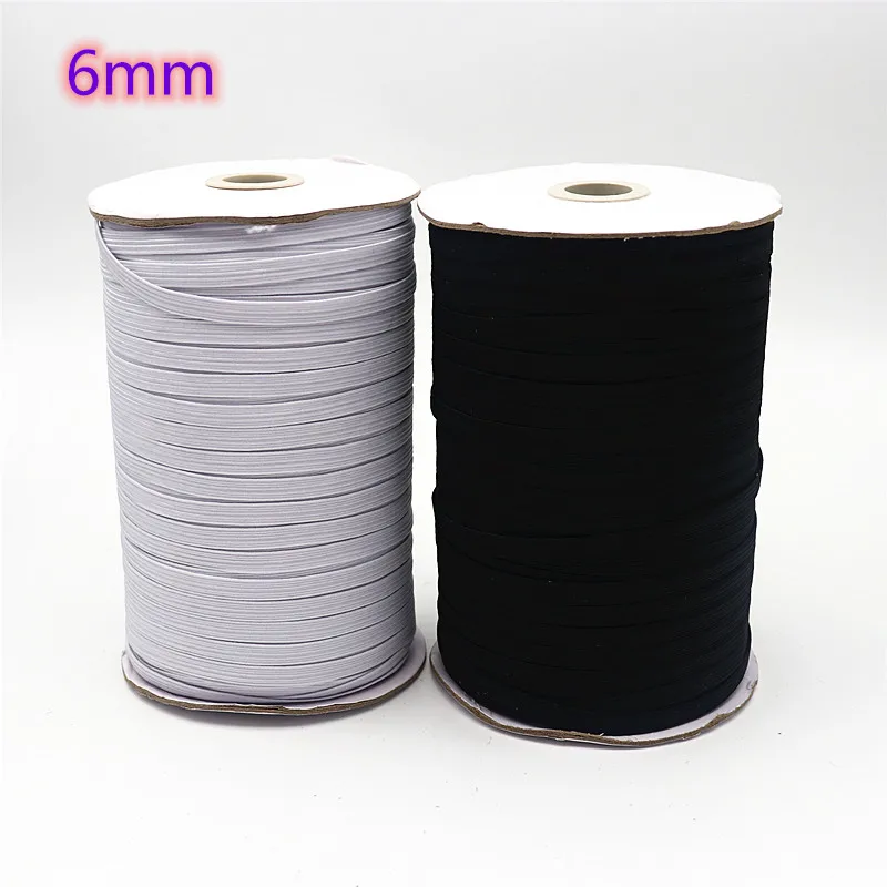 1 Roll 3/ 5/ 6 Mm Mask Elastic Band Ribbon 8/10/12mm Black White Elastic Cord Rubber Band Belt DIY Clothing Sewing Accessories