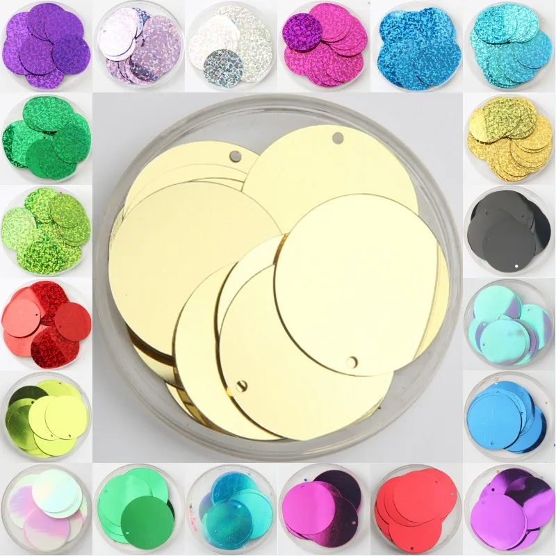 Pailletten 30mm 40mm 50mm Pailletten für Handwerk große runde Pailletten Paillette Lentejuelas mit 1 Seitenloch DIY manuelles Nähzubehör – Detail 2