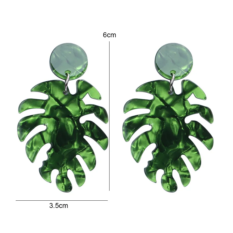 New Monstera Leaf Statement Dangle Earrings for Women Colorful Acrylic Metal Drop Earrings Exaggerated Ear Jewelry pendientes