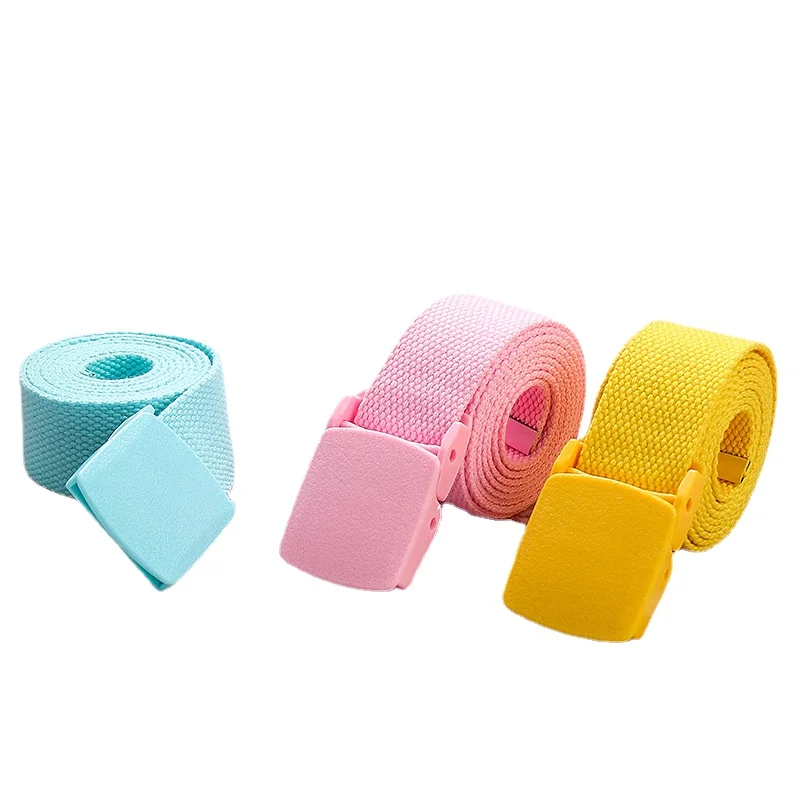 New Plastic Buckle Woven Canvas Belt Child Kids Canvas Belt For Boys Girls Adjustable Children Belts Jeans Pants Students Belts