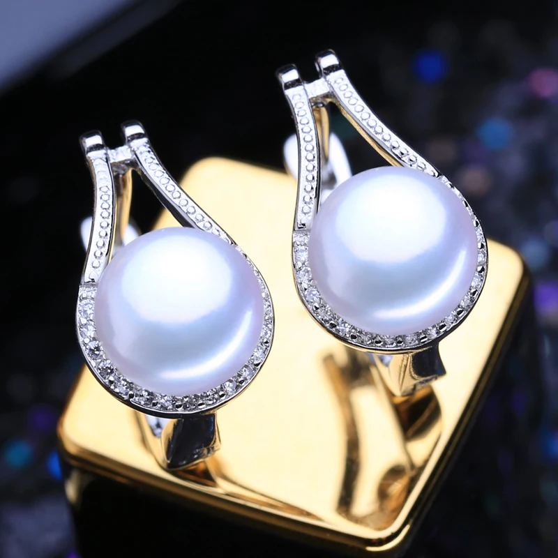 FENASY 925 Sterling Silver Jewelry Sets Natural Pearl Clip Earrings Custom Bohemian Pendant Chain Necklace For Women Ring Set