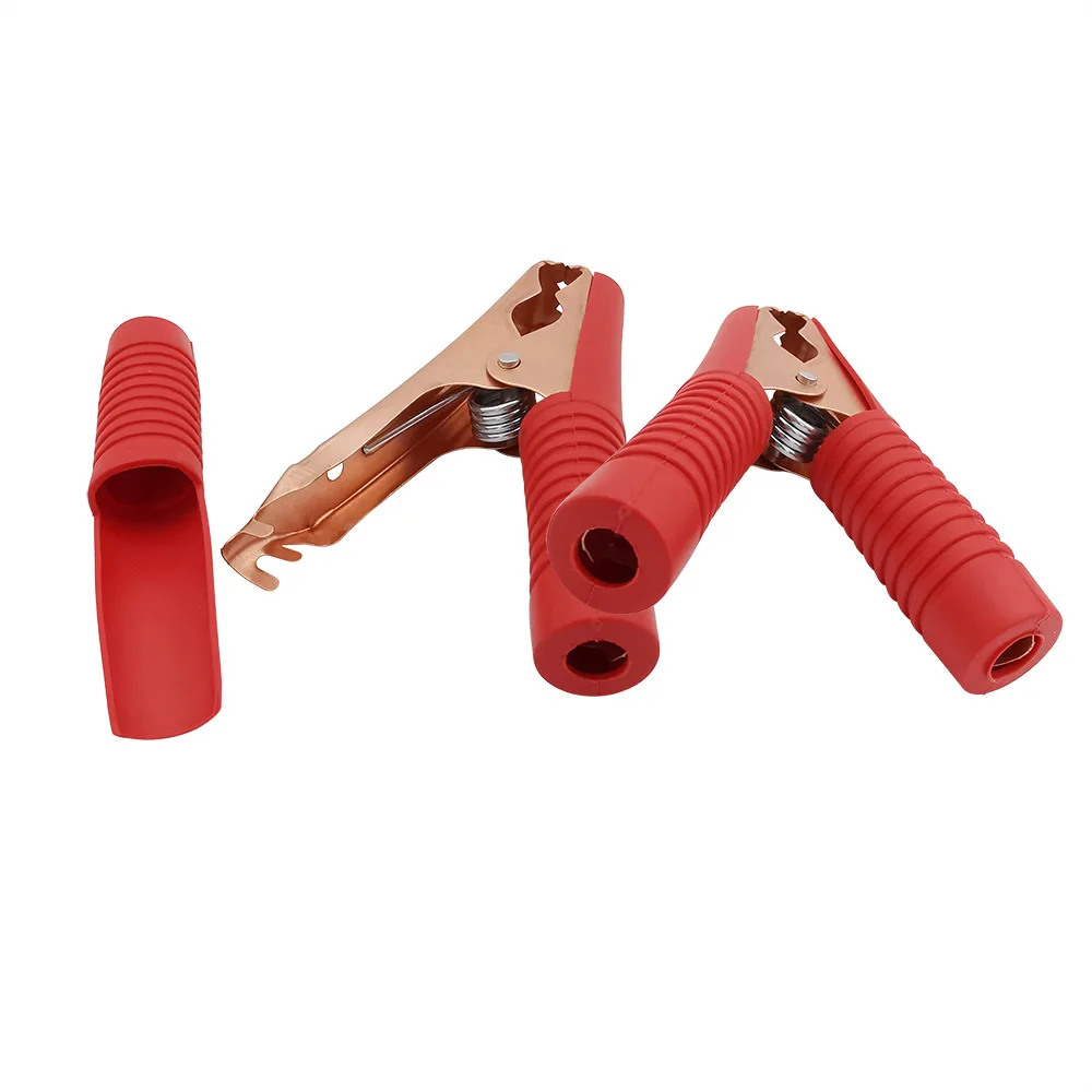 2Pcs morsetti a coccodrillo isolati 90mm 100A morsetti a coccodrillo connessione elettrica connettori a Clip per batteria per auto calda rosso + nero