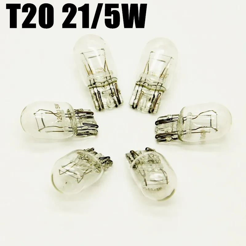 10pcs T20 7443 580 W21/5W Clear Glass Car Signal Lamp 12V 21/5W W3x16q Auto Light Bulb