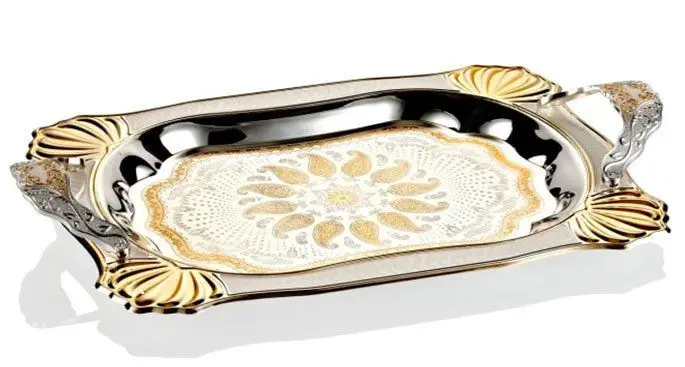 

DOLBOVI tray Luxury Cabochons Auriferous White Medium 42 X27Cm tray поднос plateau de service