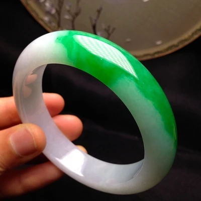 

Zheru ювелирное изделие, натуральный браслет из Бирмы jadeite 54-64 мм, двухцветный зеленый браслет, элегантное ювелирное изделие принцессы, лучший подарок