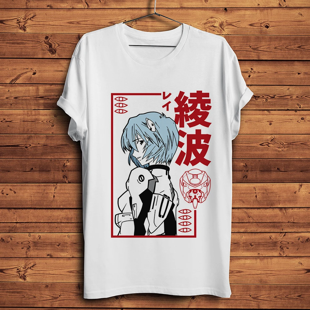 JAPAN Ayanami Rei Ikari Yui Funny Anime T Shirt Men White Casual Short Tshirt Homme EVA Manga Unisex Harajuku Streetwear Tee