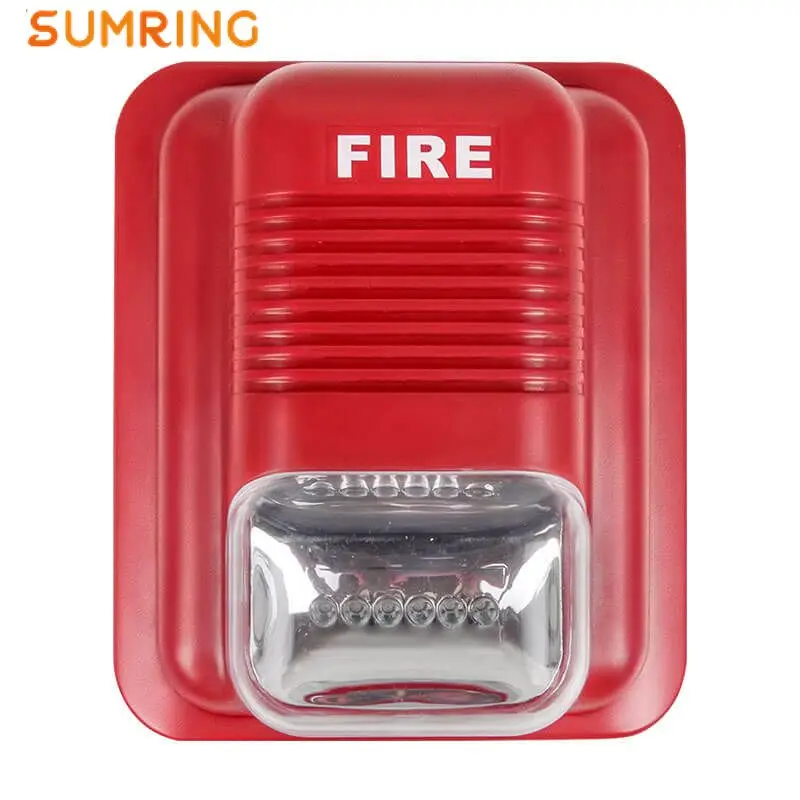 12V/24V DC Fire Siren Strobe Wall Mounted Fire Alarm Sounder Strobe For Household Building Hotel