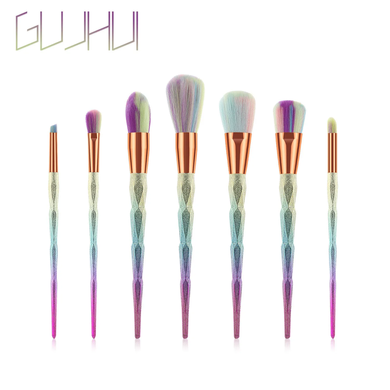 7 sztuk kolor zestaw pędzli do makijażu diamentowy pędzel do makijażu pędzel do podkładu makijaż przybory kosmetyczne Bronzer Brush Highlighter Brush