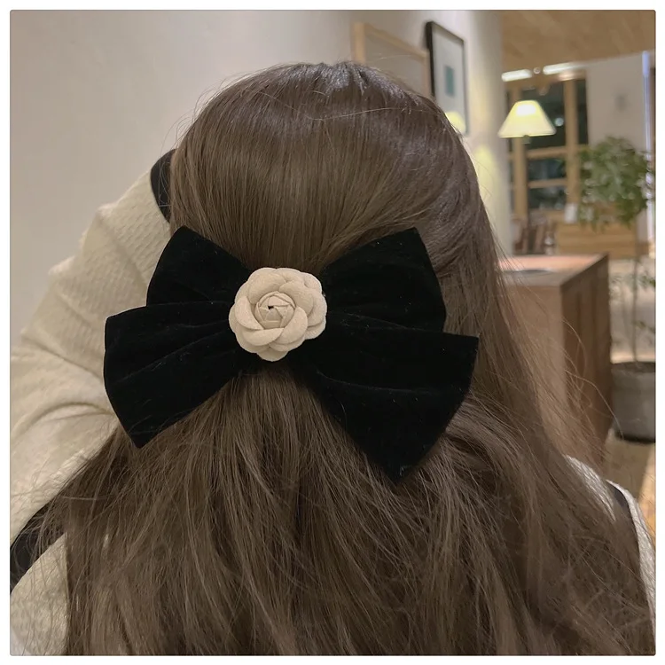 2025 New Floral Hair Clips Camellia Pins Accessories Flower Hairpin Bride Artificial Rose Barrettes Hair Bows Bow-knot Jewelry