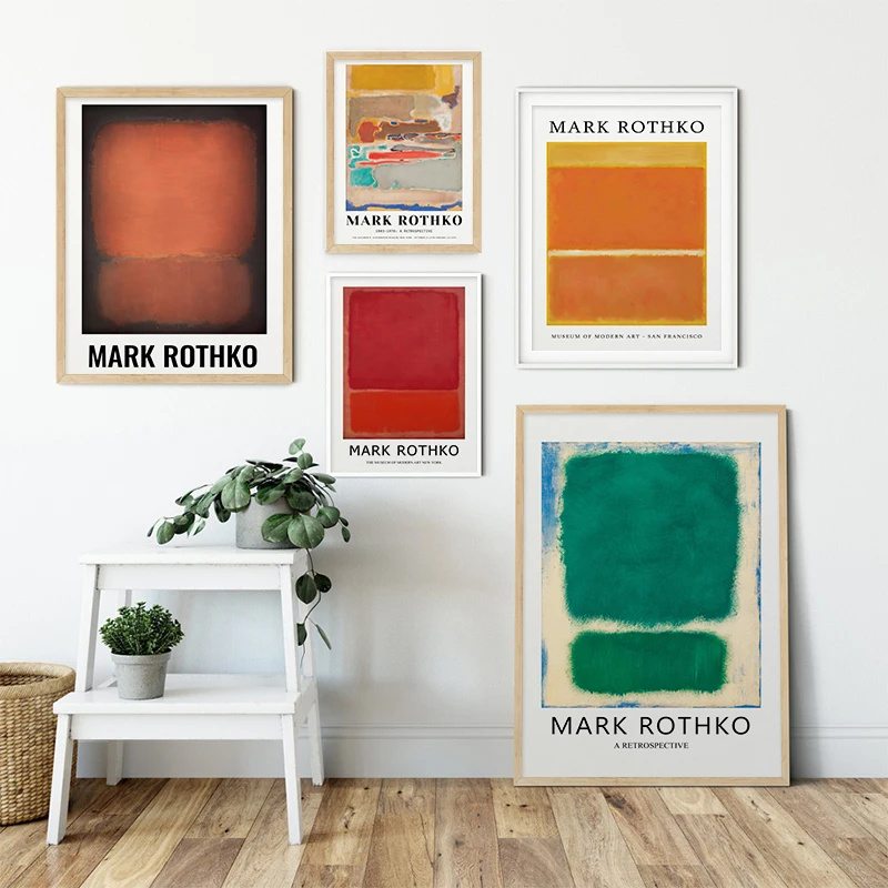 Famous MARK ROTHKO Abstract Multicolour Wall Art Canvas Painting Picture Posters and Prints For Living Room Gallery Home Decor