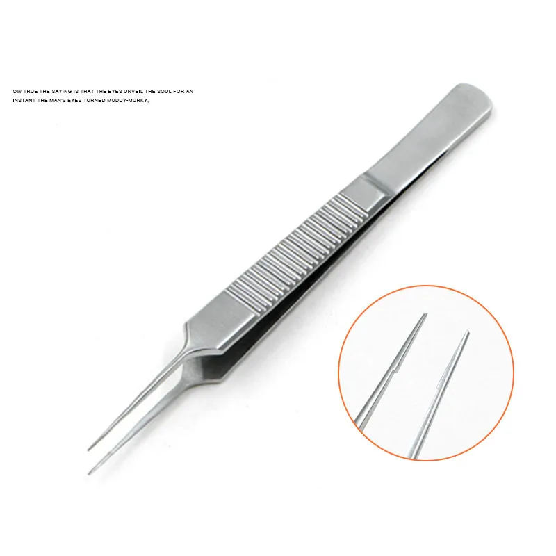 

10cm ophthalmic fine plastic tweezers 0.40.60.8 toothed platform double eyelid plastic tools stainless steel tweezers