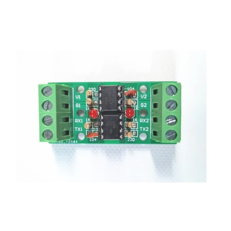 UART Serial Port Isolation Module Serial Port Optocoupler Module 6N137 Optocoupler Can Equipp With PCB Bracket Card Guide Rail