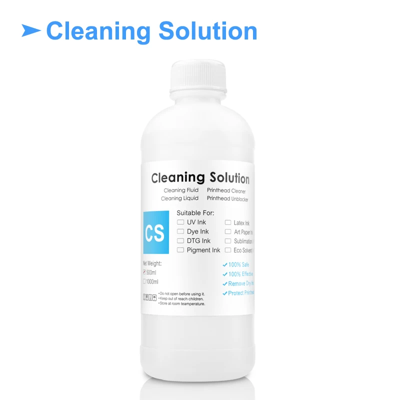 500ML Cleaning Solution Liquid Water-based Ink Printhead Cleaner Dye/Pigment/Sublimation Ink For Epson/HP/Canon/Brother Printer