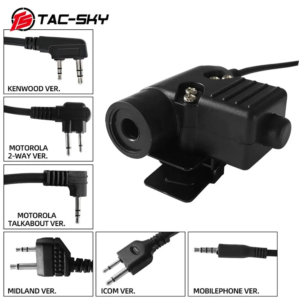 TAC -SKY Tactical Hunting PTT U94 PTT Is Suitable For Tactical Noise Reduction Walkie Talkie Shooting Headset Military U94 Ptt