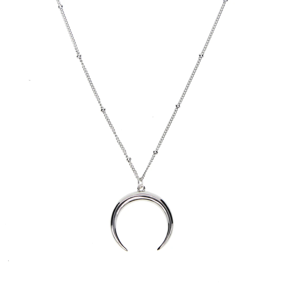 Hot Sale Delicate Moon pendant Necklace Jewelry Curved Moon Necklace Gold color 925 Silver Moon Necklace Jewelry Birthday Gift