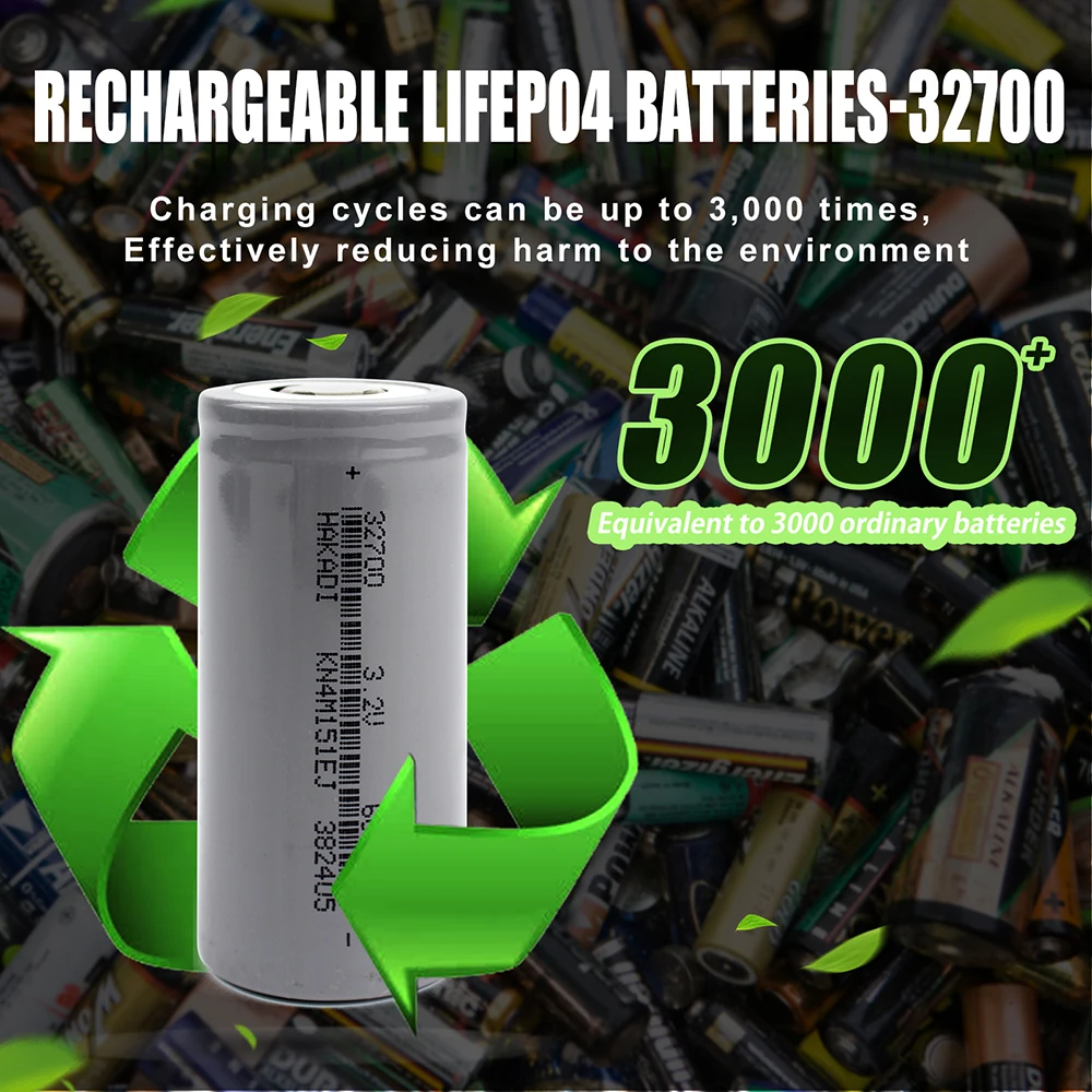 NEW LiFePO4 Battery 3.2V 6000mAh 32700 19.2WH 6AH Discharge Long Cycle Life Rechargeable Battery For DIY Solar Energy E-bike