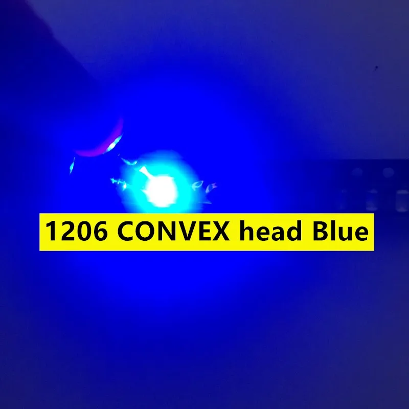 100PCS Highlight 1206 CONVEX head spotlight blue LED 3216 ball head blue light patch light-emitting Diode Lens