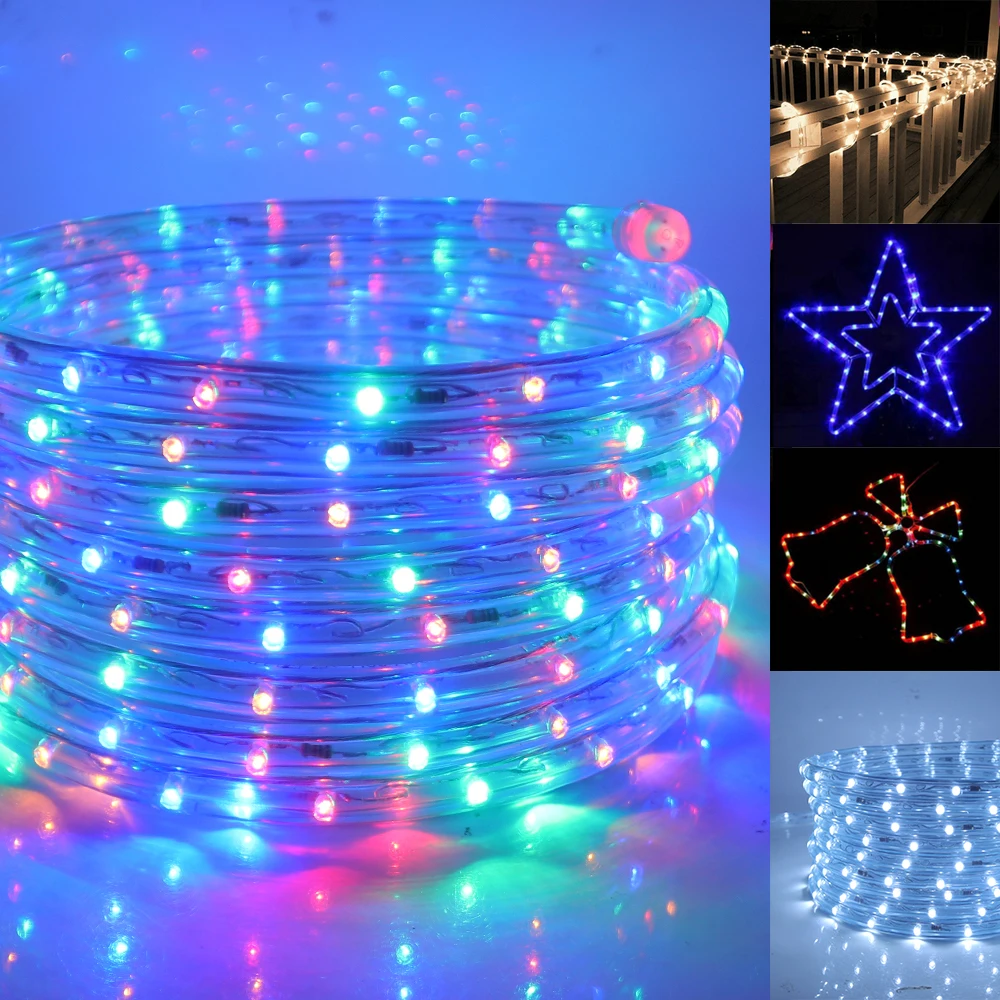 impermeavel led strip light tubo do arco iris corda de luz ao ar livre sinal de natal redondo fios 220v 110v 01