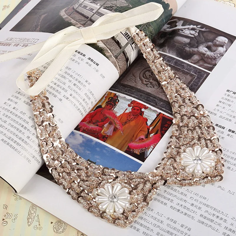 Diamond Women Shirt False Collars Crystal Removable Collar For Women Fake Collar Detachable Diamond Lacklace Nep Kraagie