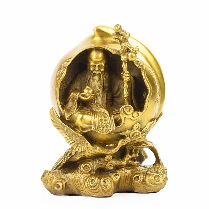 God of Longevity Pure Copper Antarctic Fairy Weng Shouxing Bronze Statue Tongshou Peach Elder Birthday Gift Feng Shui Ornaments