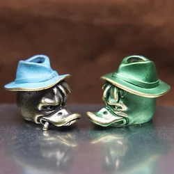 Smoking Duck Detective EDC Brass Knife Beads Cartoon Animal Pendants DIY Woven Umbrella Rope Lanyard Charms Paracord Accessories