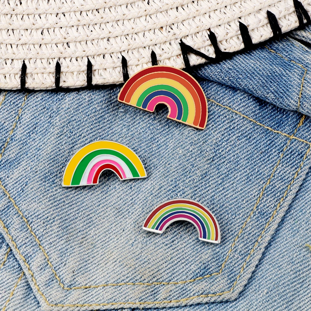 Fashion Colorful Enamel Pin Brooches For Women Cartoon Creative Mini Rainbow Metal Brooch Pins Denim Hat Badge Collar Jewelry