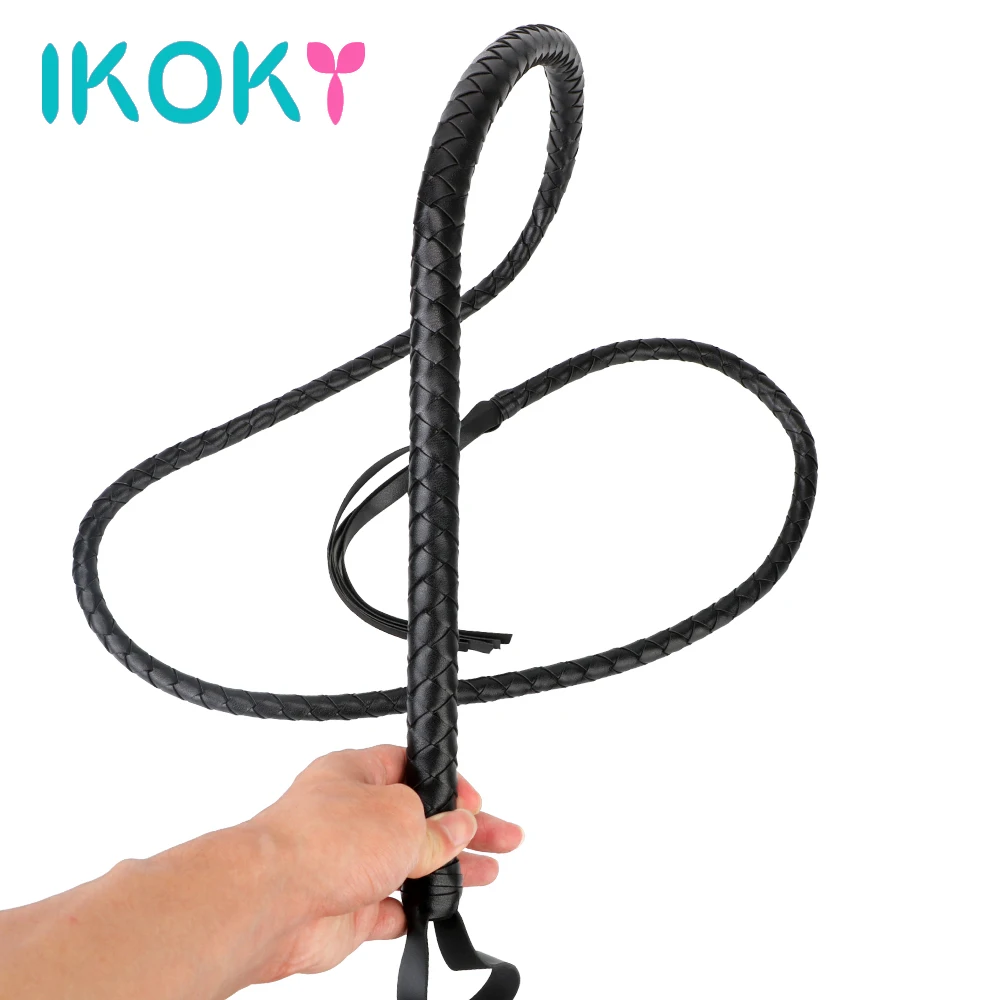 IKOKY Spanking Paddle Adult Product Role Cosplay Bondage Fetish Sex Toys for Couples 2M PU Leather Long Whip