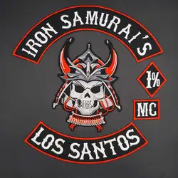 Iron Samurai's Los Santos 1% MC Large Size Embroidery Patch Sticker Badge for Jacket Back Vest Motorcycle Club Biker