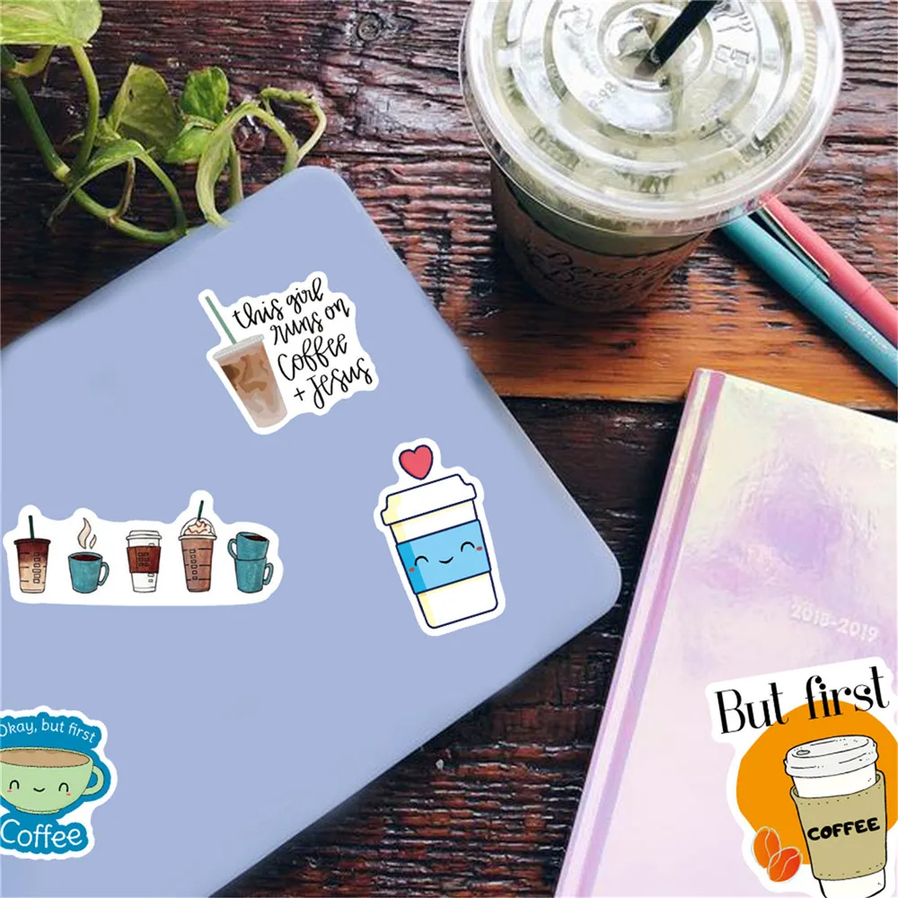 50pcs Coffee Cute Stickers For Notebooks Stationery Scrapbooking Material Personalized Stickers Aesthetic Kscraft Adesivos