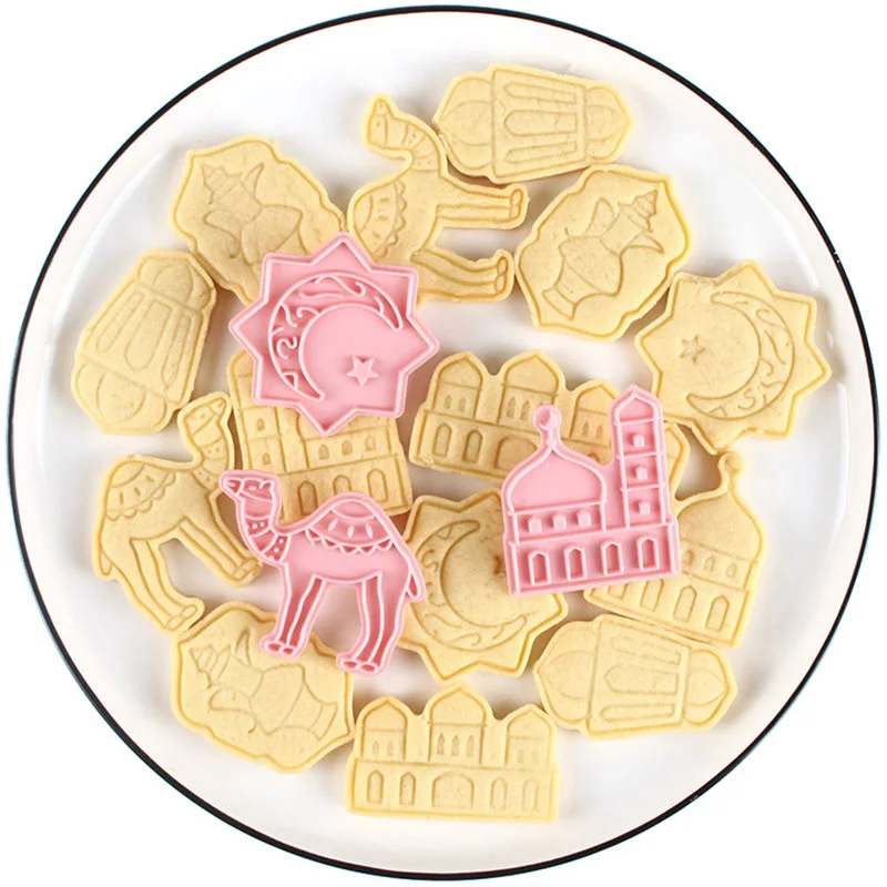 6Pcs EID Mubarak Camel Moon Star Biscuit Mold Cookie Cutters Ramadan Kareem Party Home Decoration Islam Muslim Decor Eid Al Adha