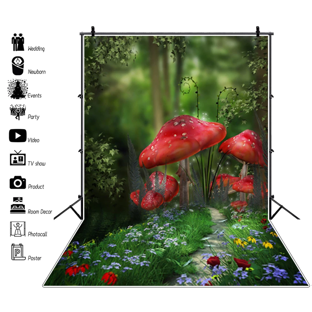 Wonderland Photozone Fairytale Forest ต้นไม้หิน Waterflow หญ้าการถ่ายภาพฉากหลังภาพพื้นหลังภาพเด็กทารก Photophone