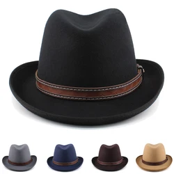 Men Women Wool Blend Classical Retro Homburg Hats Party Fedora Caps Outdoor Trilby Sunhat Jazz Winter Warm Adjustable Size M-L