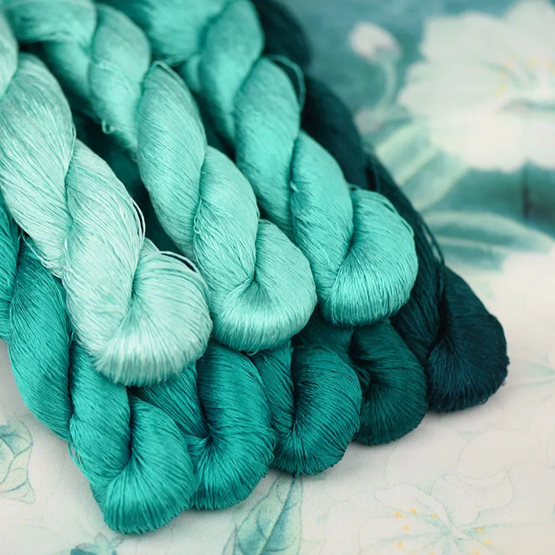

No.94 silk embroidery thread / 100% silk thread /hand embroidery embroider cross stitch/ viridity/8 gradient colors