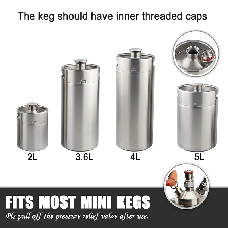 Mini Keg Spear Beer Growler Tap Dispenser,Craft Beer Keg Quick Fitting Connector Perfect for Party Picnic Gathering Homebrew Kit