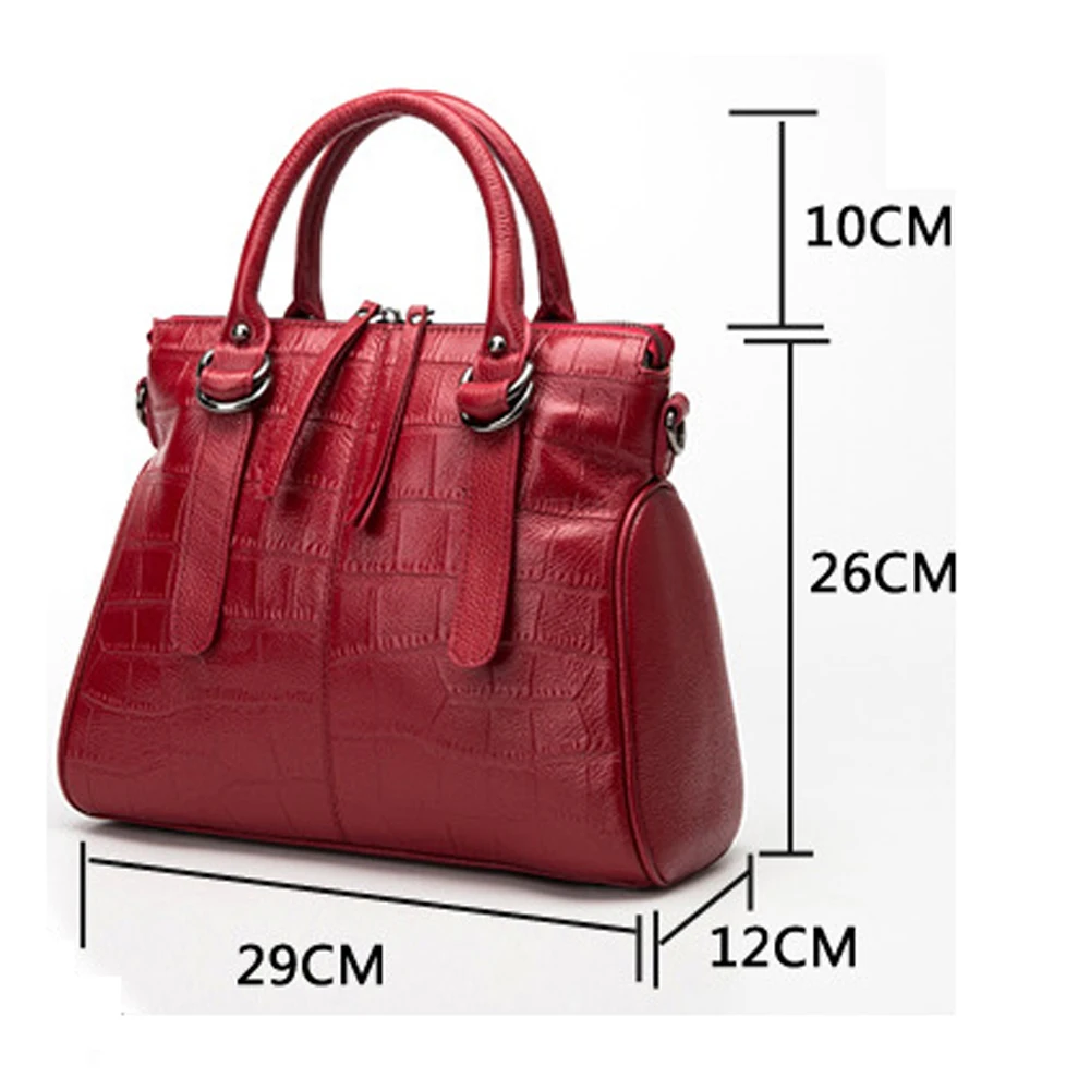 Europe And United States Style  Women's Handbags Crocodile Print Head Layer Cowhide Leather Large  Ladies Shoulder Bags