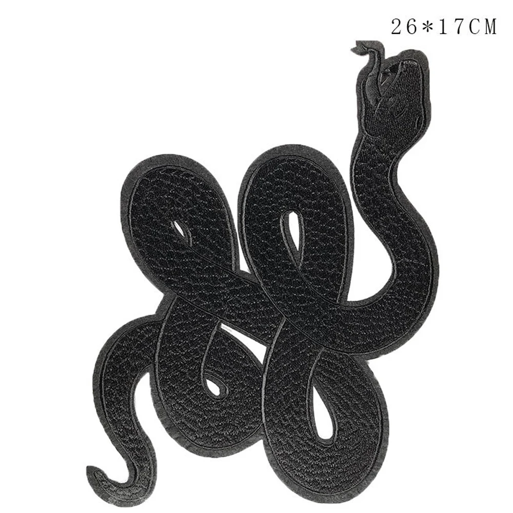 1Pc Black Snake Embroidery Patch Iron On Patches Sewing Supplies Jacket Cloth