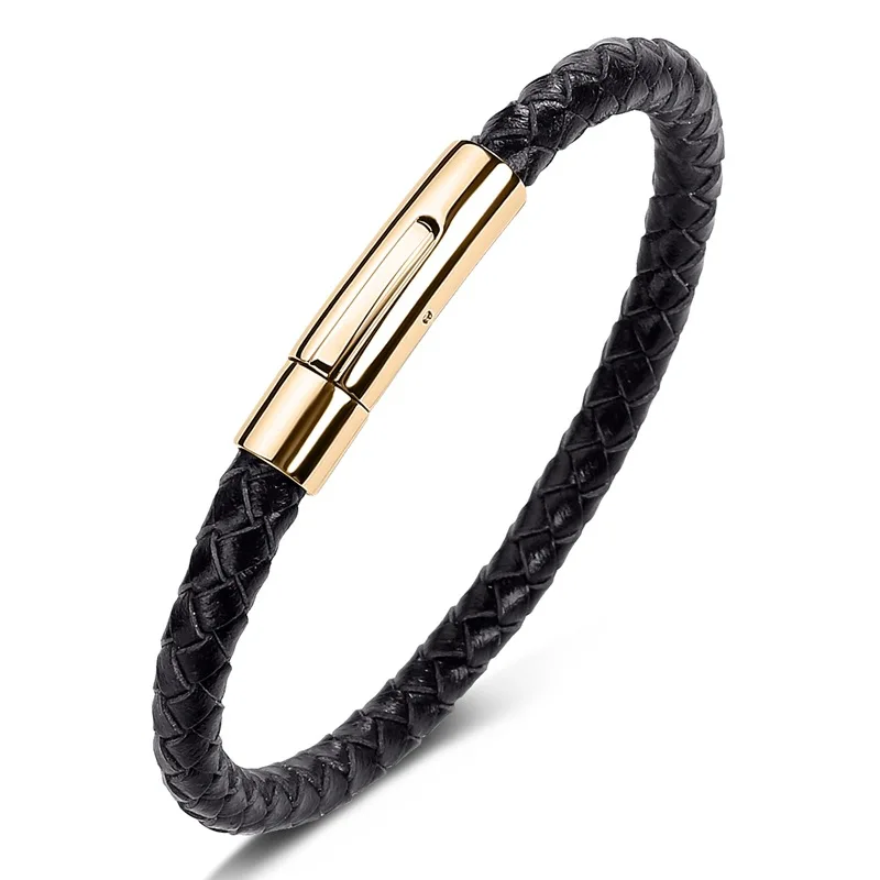 Trendy Leather Bracelets For Men Stainless Steel Bracelet 19/21/23CM Black Brown Braided Rope Bracelets for Men Jewelry Gifts