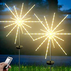 56/112 leds solar firework starburst luzes string ao ar livre ip65 à prova dwaterproof água solar firework meteoro luz para pátio quintal decoração