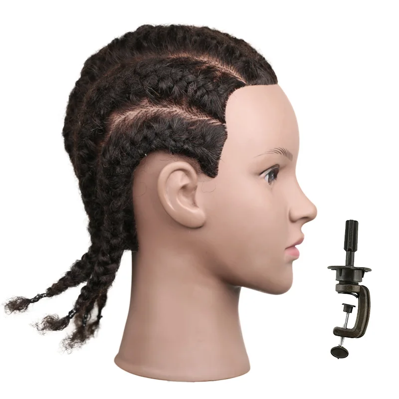 男性と女性のための人間の髪の毛のマネキントレーニングヘッド黒髪理髪