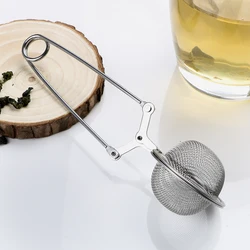 Tea Infuser Handle Tea Ball Sphere Mesh Tea Strainer Coffee Herb Spice Filter Diffuser Kitchen Gadget Stainless Steel