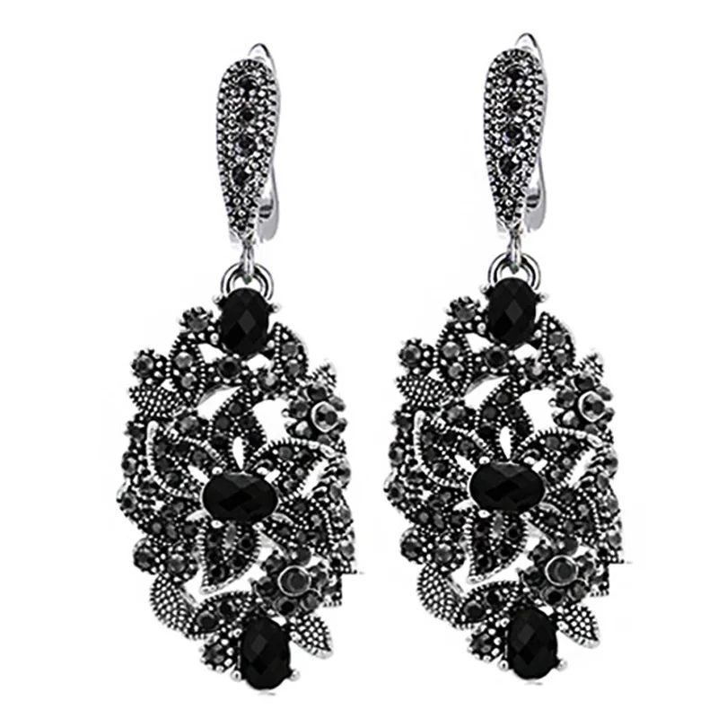 Ajojewel Vintage Long Black Crystal Earrings Ladies Drop Earrings For Women Jewelry  High Quality