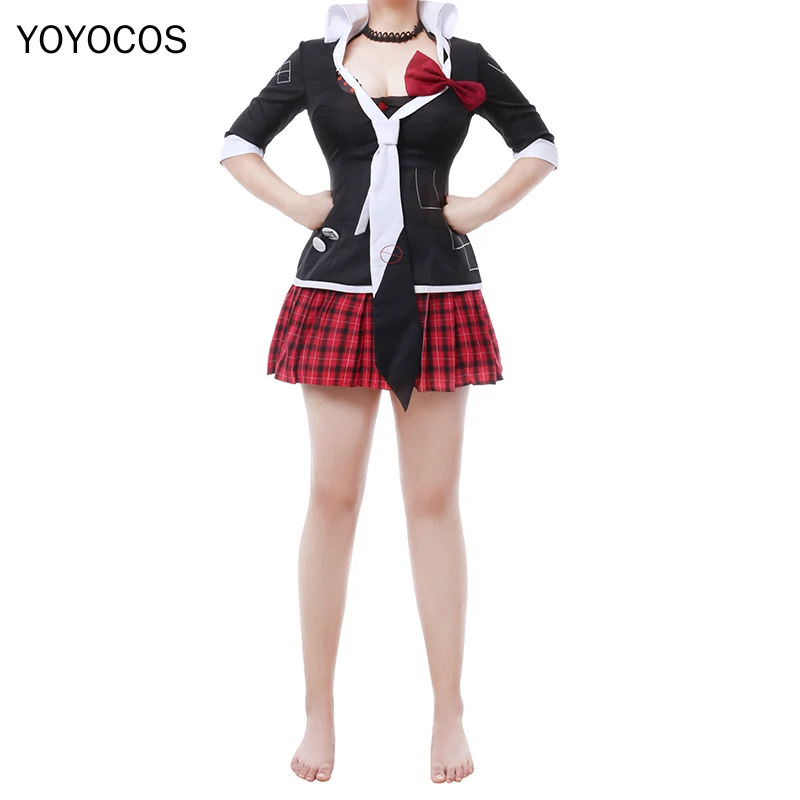 YOYOCOS Danganronpa Cosplay Enoshima Junko Trang Phục Hóa Trang Trang Phục Hóa Trang Halloween Anime Đồng Nhất Bộ Cà Vạt Dễ Thương Đồng Phục