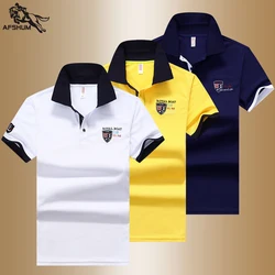 Polo de manga corta para hombre, camisa de tela de fibra sintética bordada, informal, juvenil, de negocios, novedad de verano